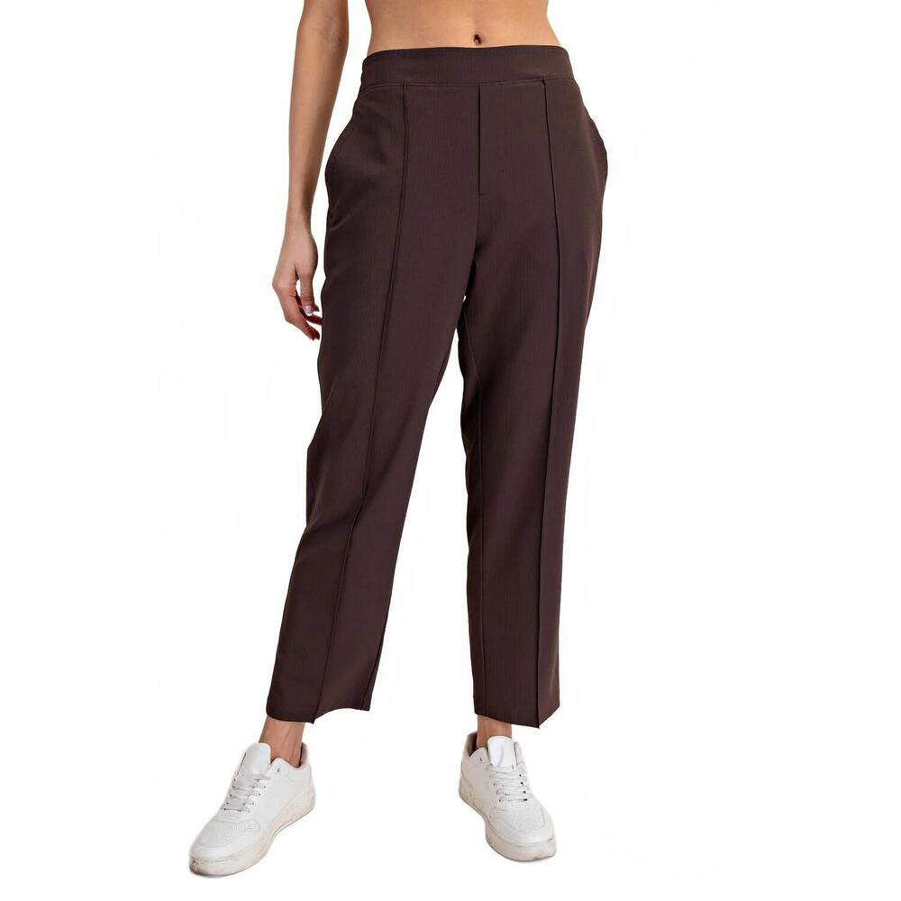 NEW RAE MODE woven ankle trouser in rich espresso